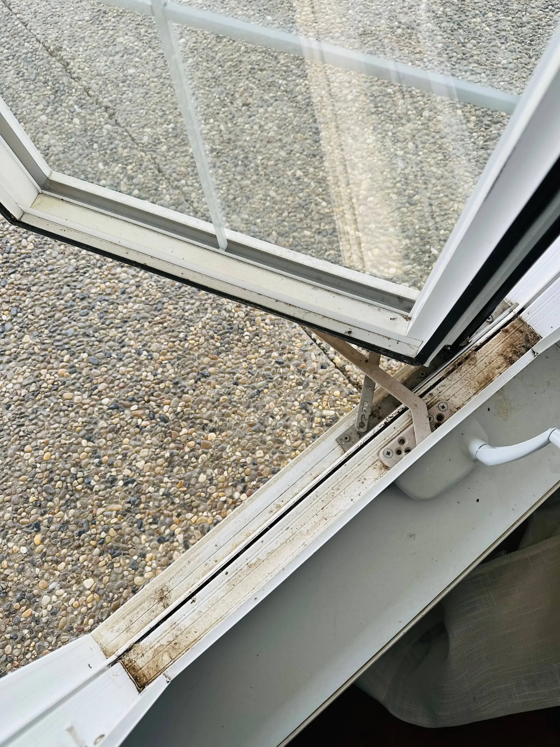 Dirty interior window before cleaning